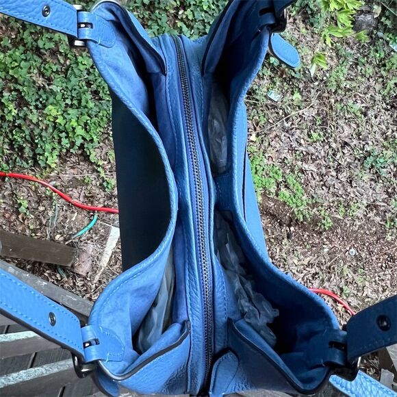 COACH Lori Shoulder Bag Pebbled Leather C4824 Gunmetal/Washed Chambray Blue NWT - Picture 7 of 10